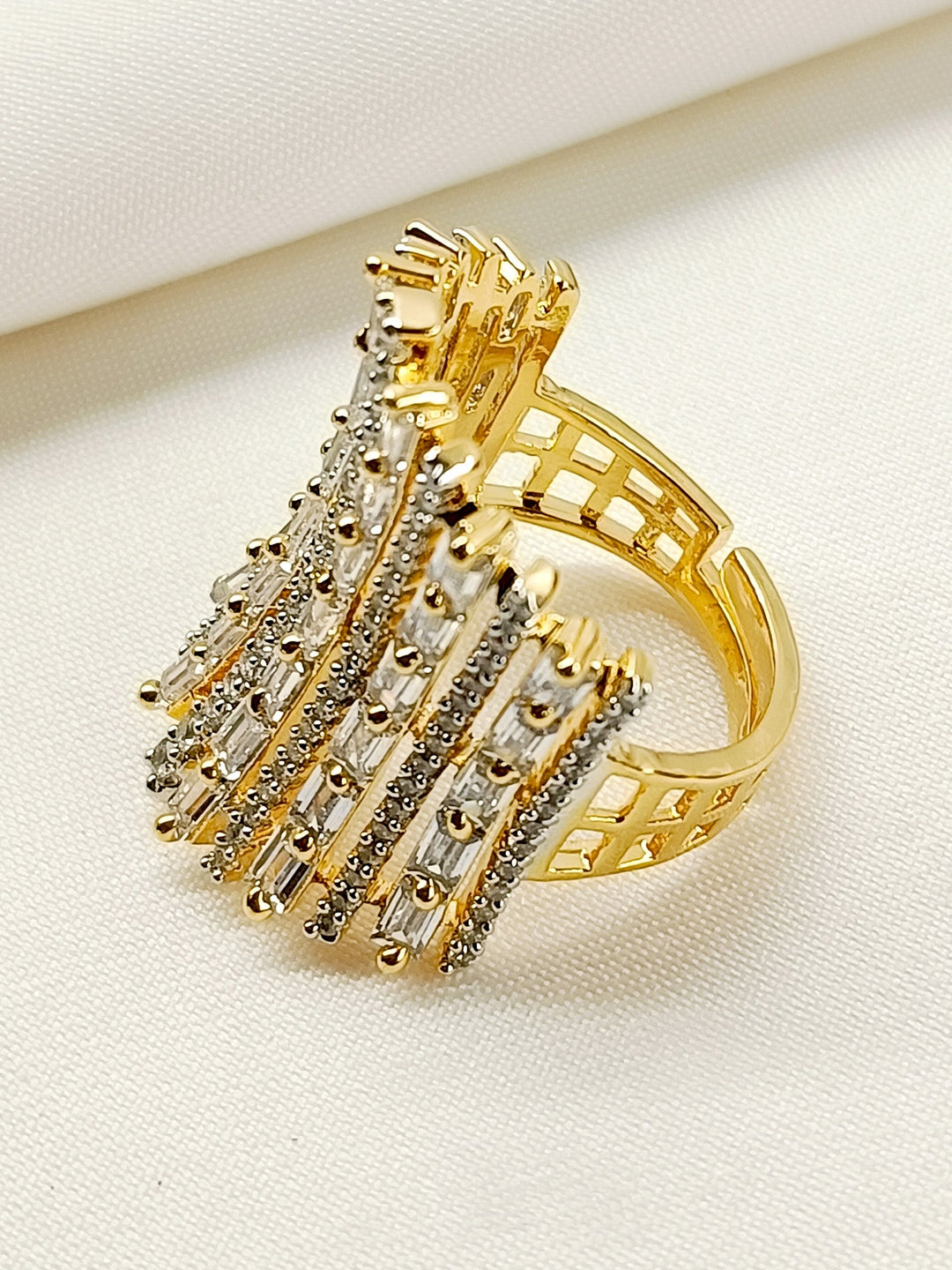 Haarika White American Diamond Finger Ring