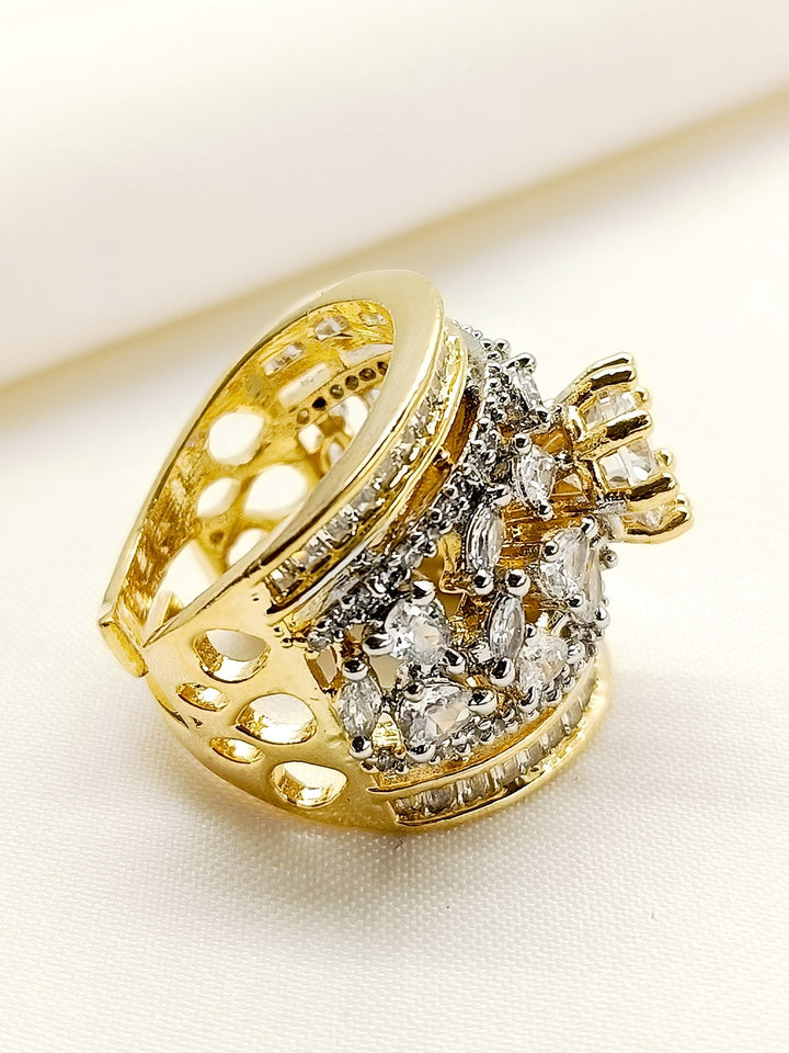 Averi White American Diamond Finger Ring