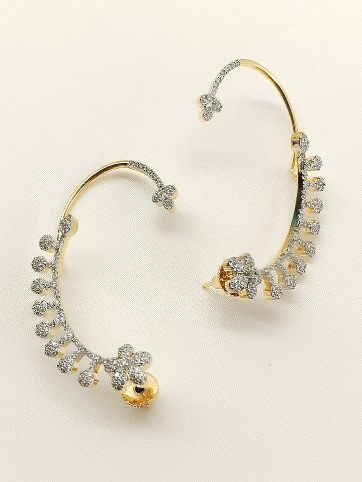 Payal White American Diamond Earrings - Gold-Plated 5.5 cm