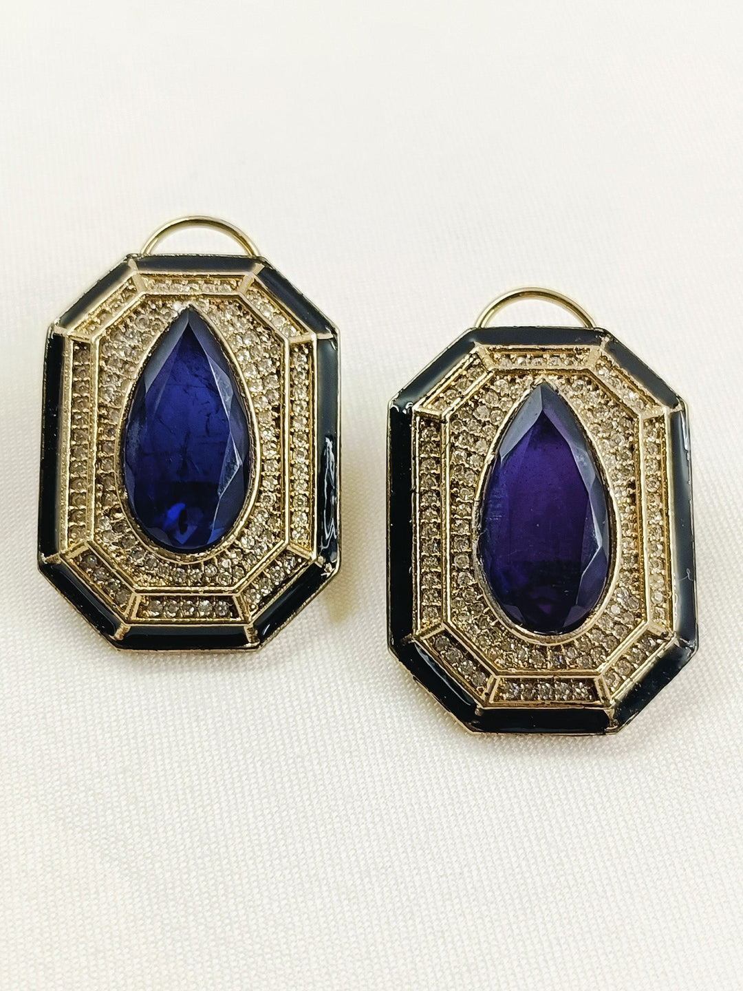Trinity Blue Victorian Tops - Earrings 3 cm Antique Gold