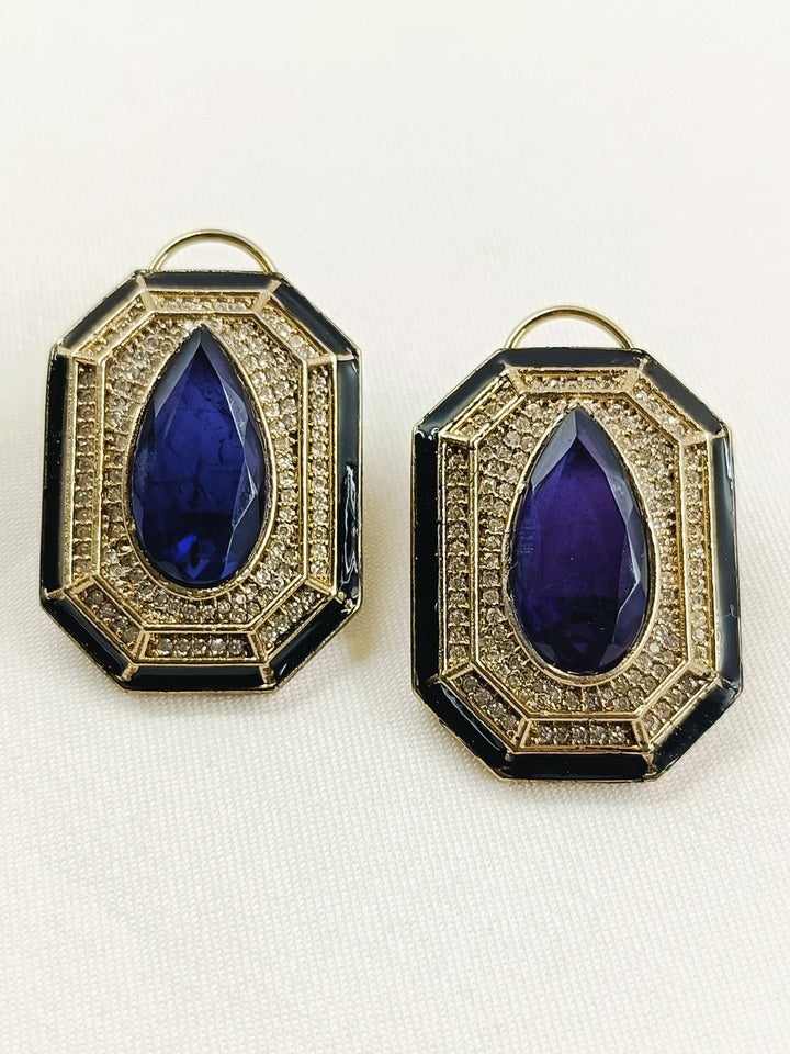 Trinity Blue Victorian Tops - Earrings 3 cm Antique Gold