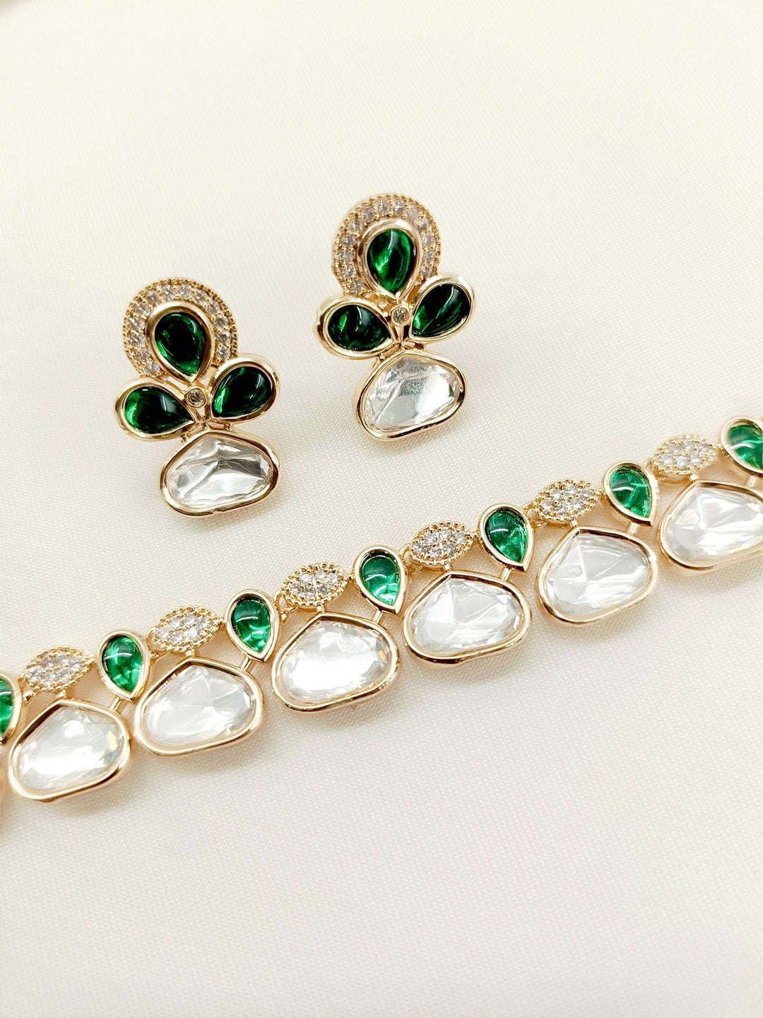 Mihira Green Kundan Necklace Set