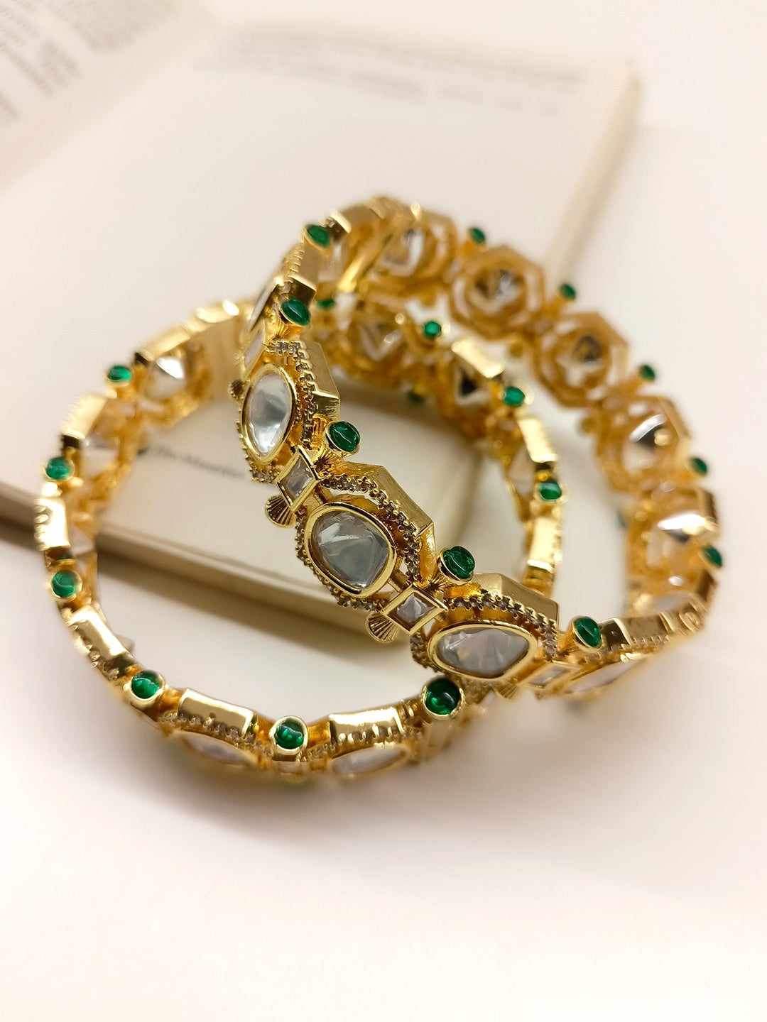 Elina Green Kundan Kada Set Of 2