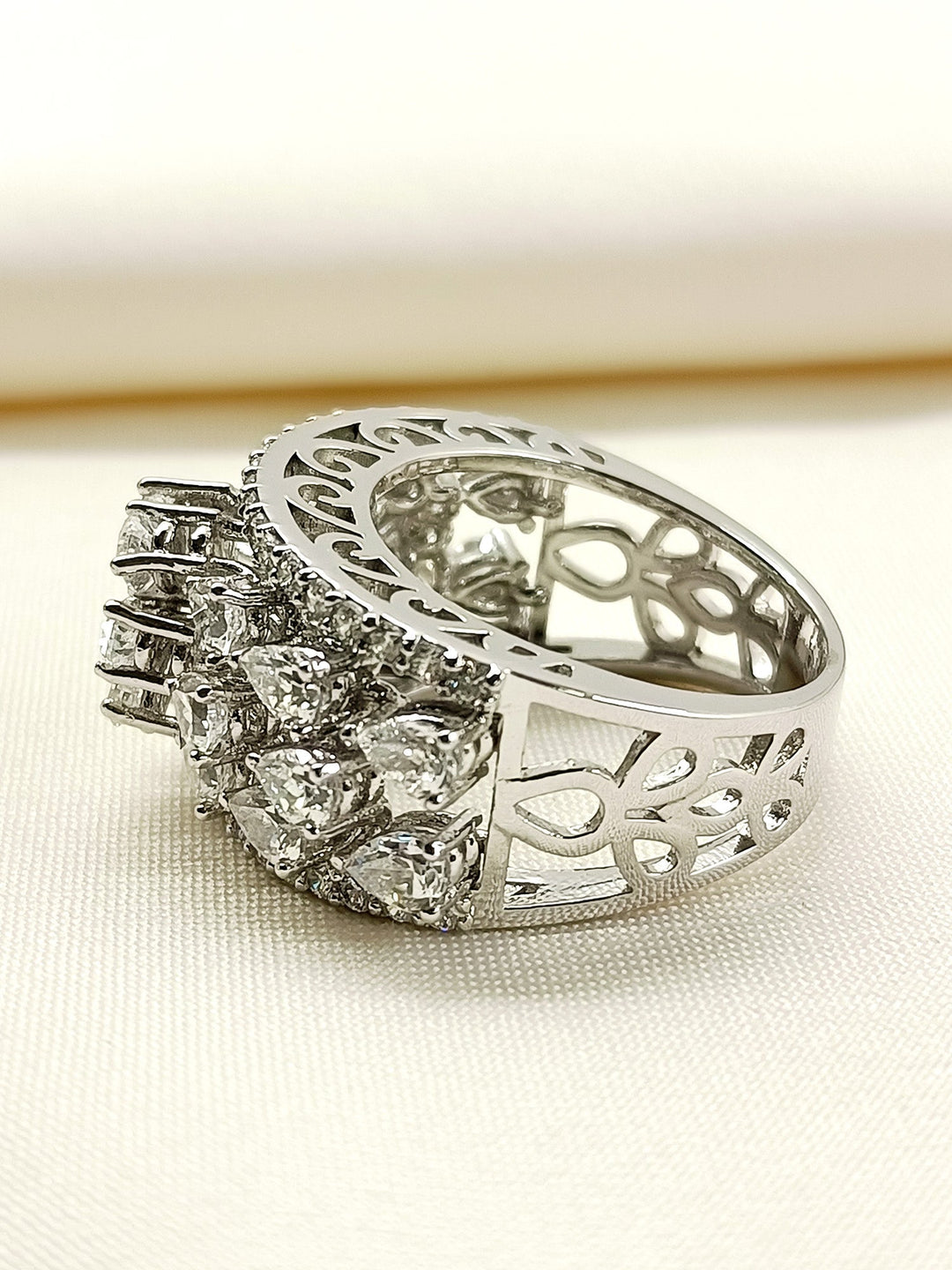 Rijul 92.5 Silver Swarovski Stone Finger Ring