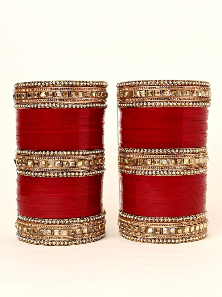 Greeshma Copper Stones Kada's Traditional Maroon Punjabi Chura