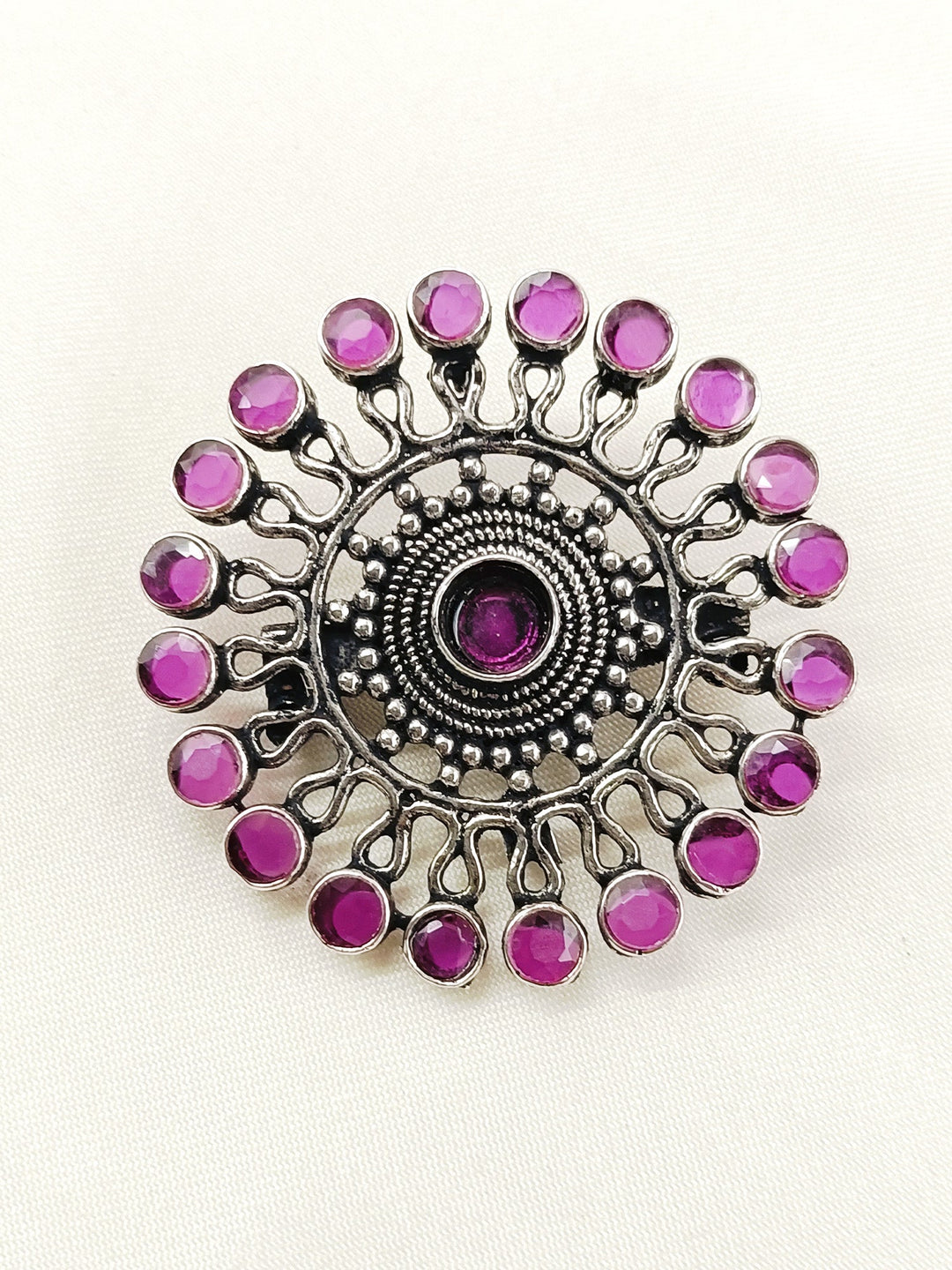 Advay Ruby Oxidized Brooch