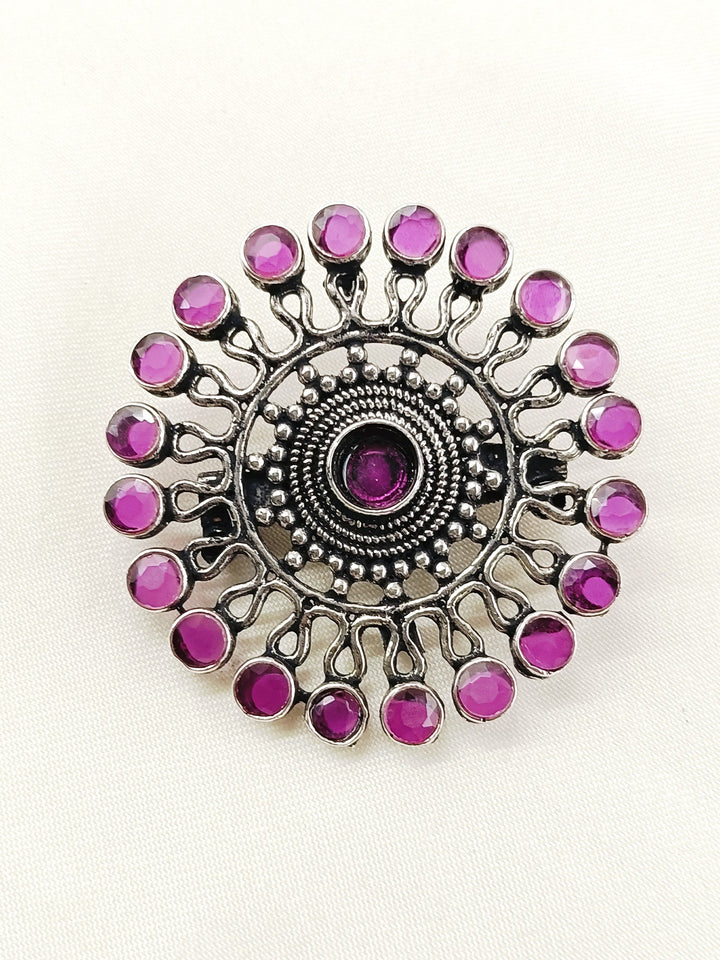Advay Ruby Oxidized Brooch