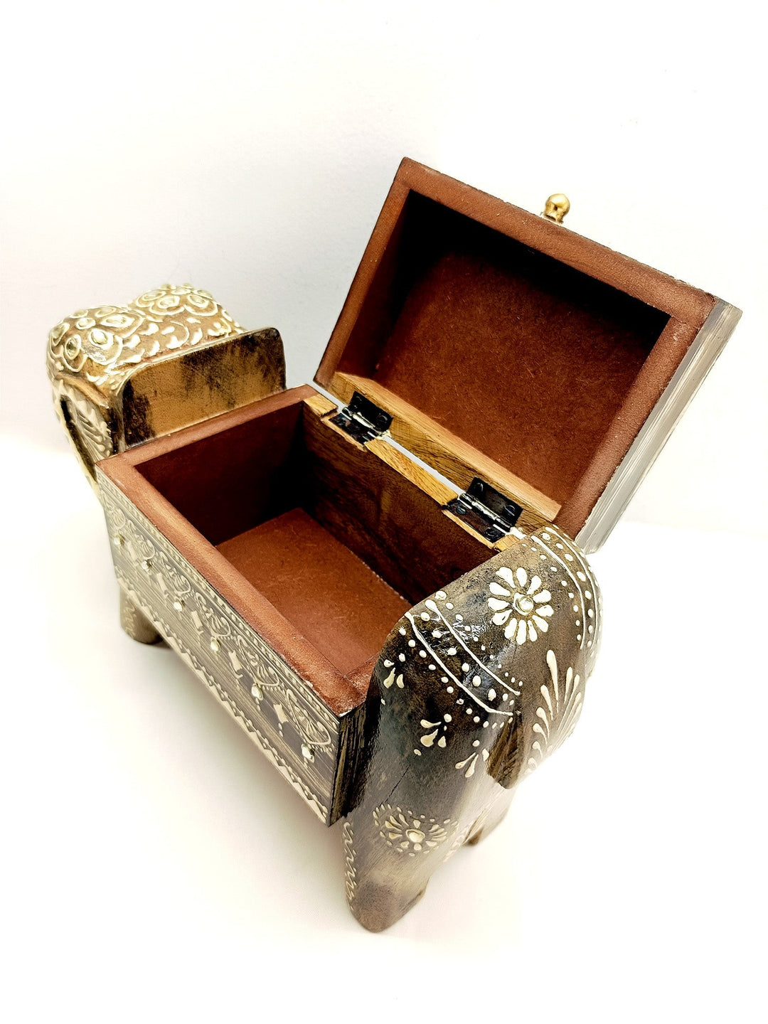 Kalamkari Elephant Jewellery Box In Wood