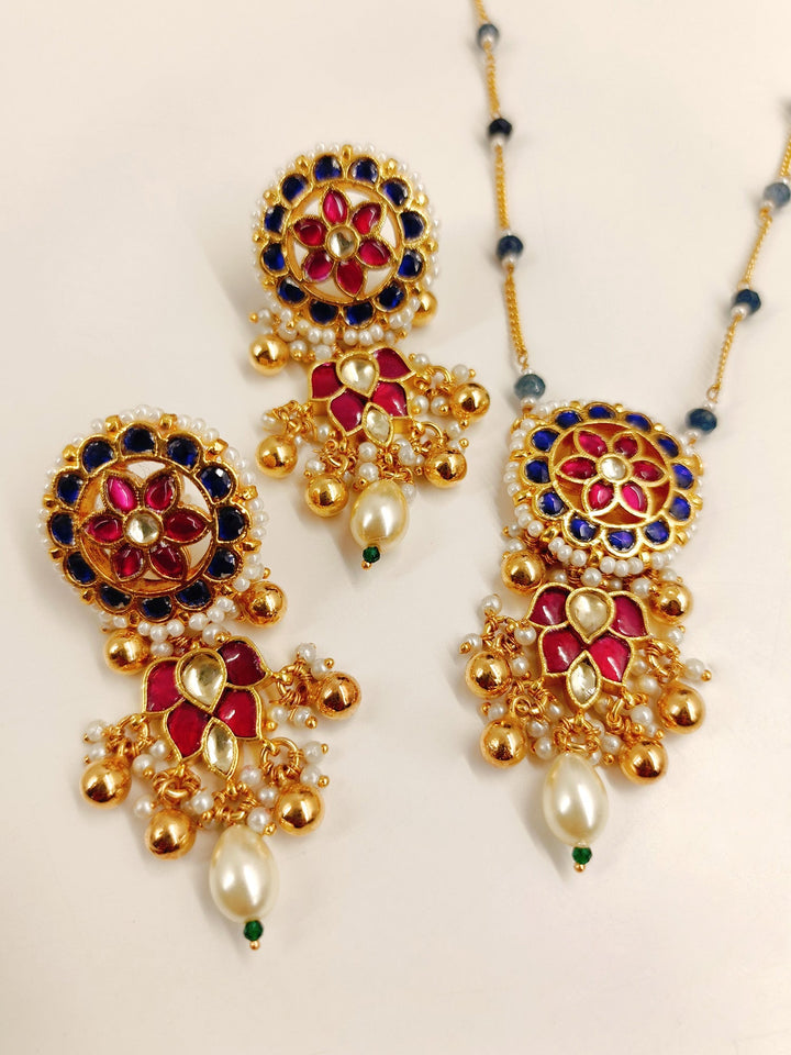 Jhanak B & P Kundan Pendant Set