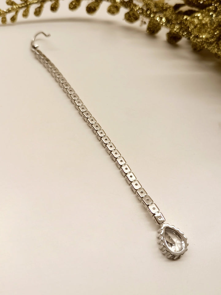 Razia White American Diamond Maangtikka