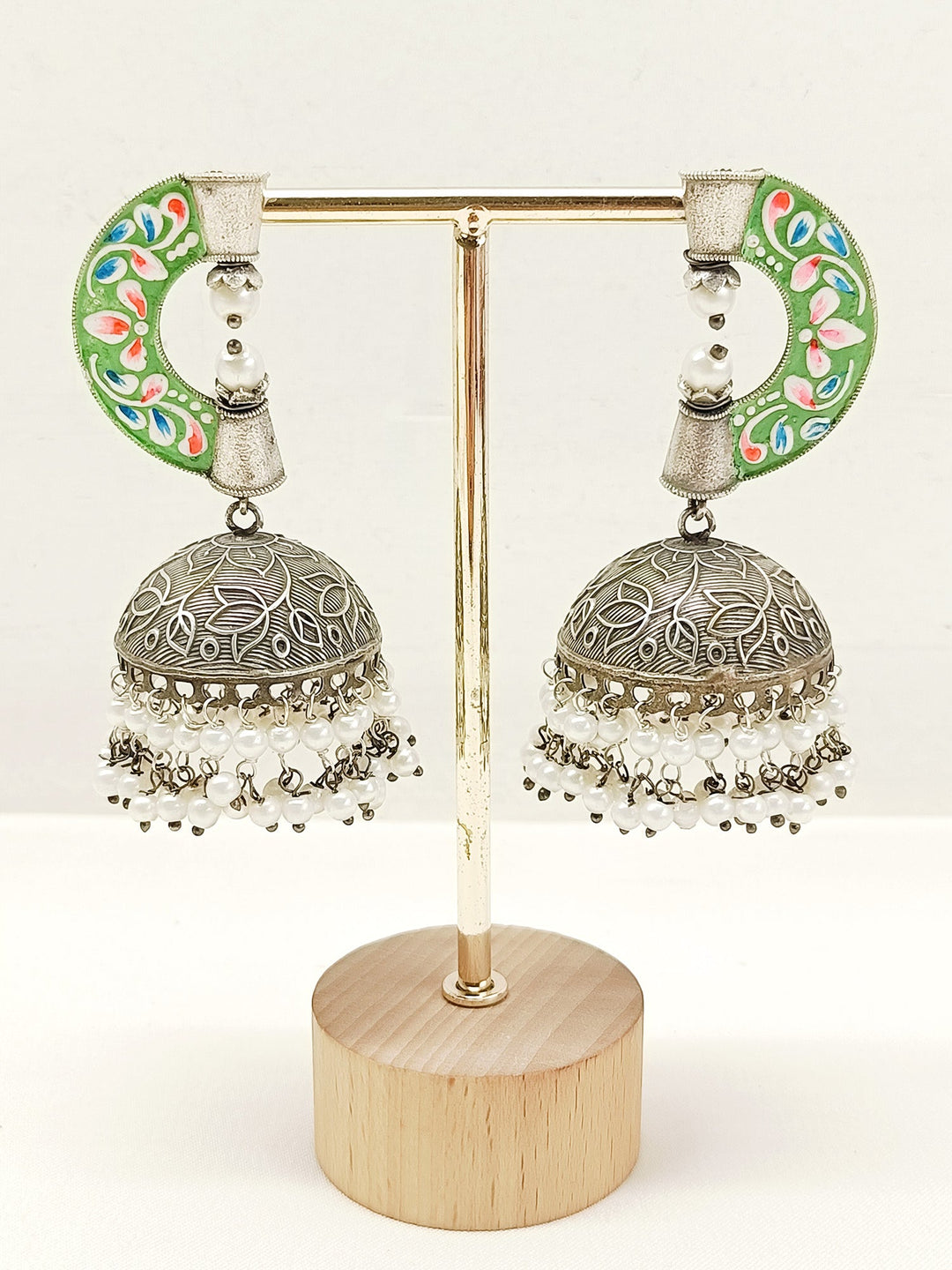 Atisha Green Oxidized Jhumki