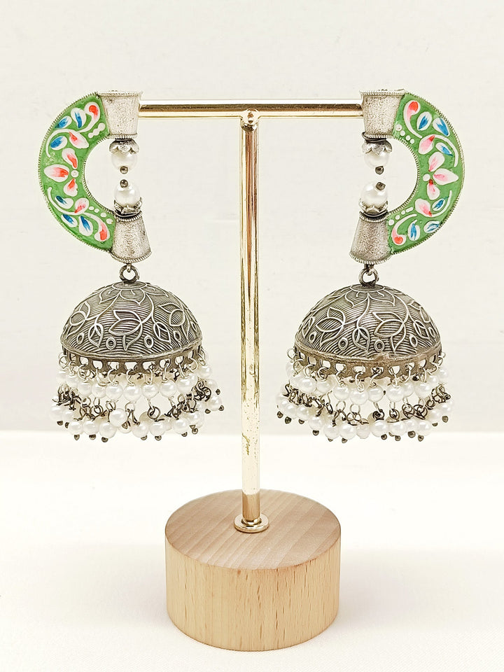 Atisha Green Oxidized Jhumki