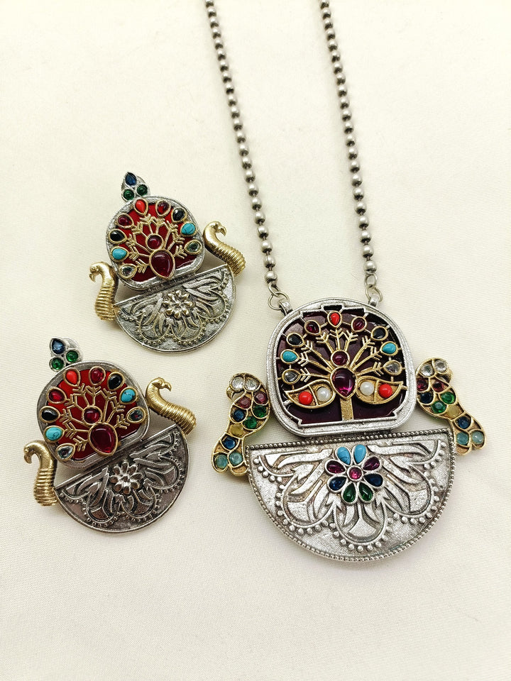 Alexandria Multi Colour Oxidized Pendant Set