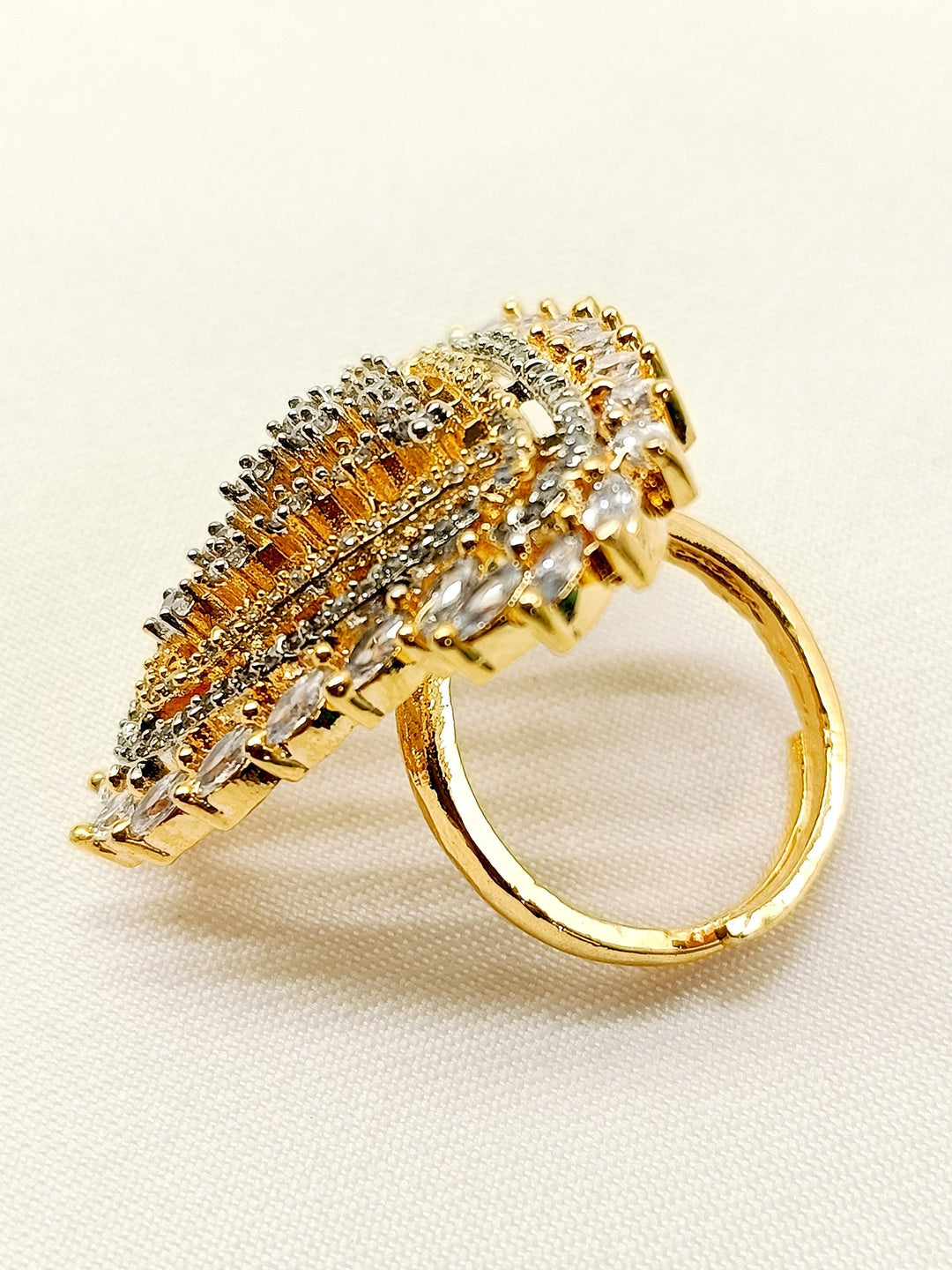 Abby White American Diamond Finger Ring