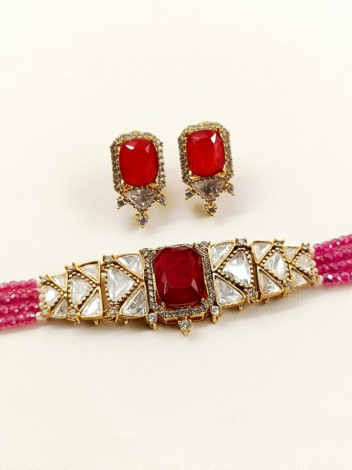 Ekani Ruby Beaded Kundan Choker Set
