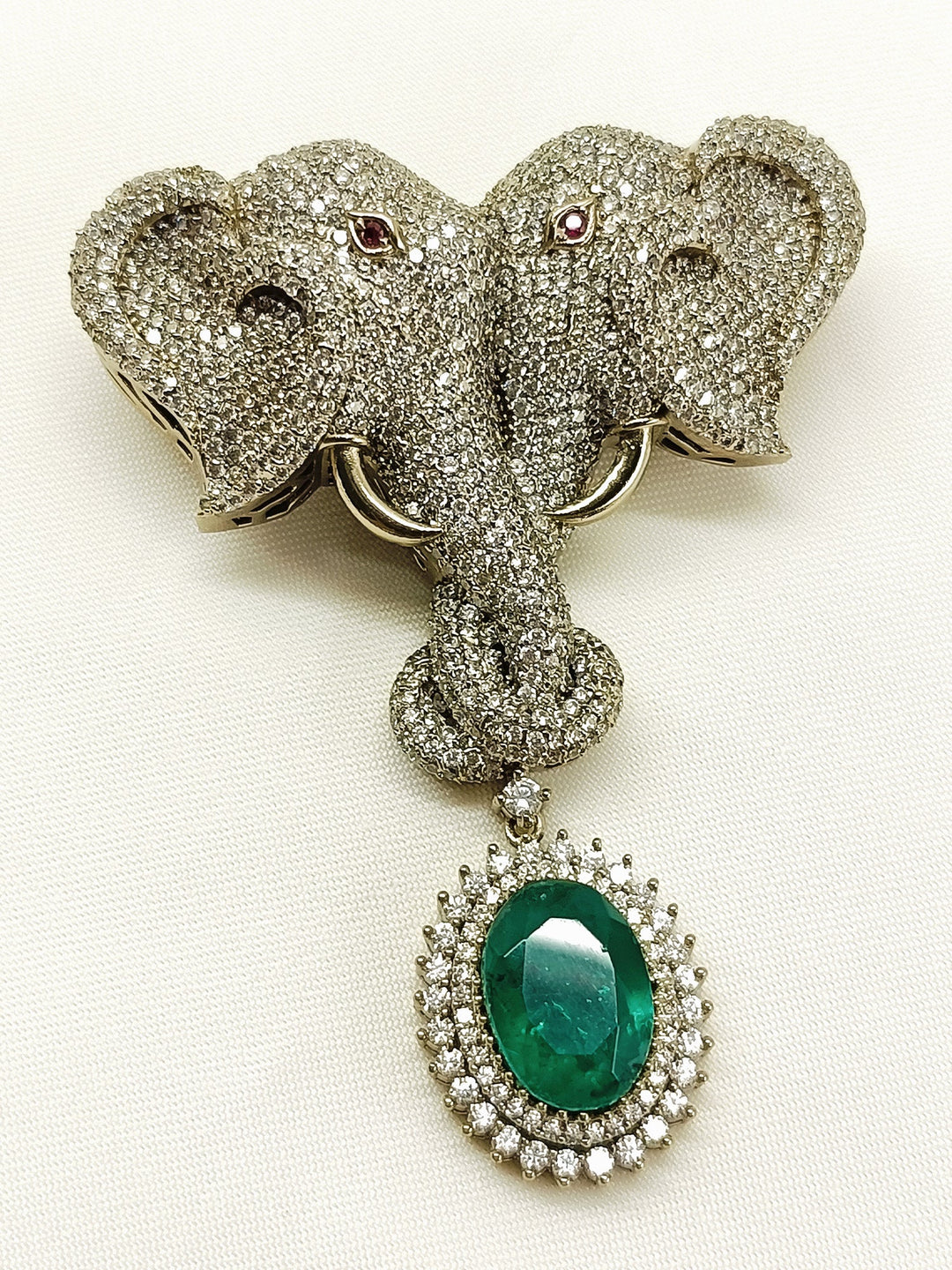 Darsh Green Elephant Brooch