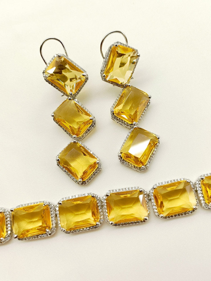 Mini Yellow Swarovski Stone Necklace Set