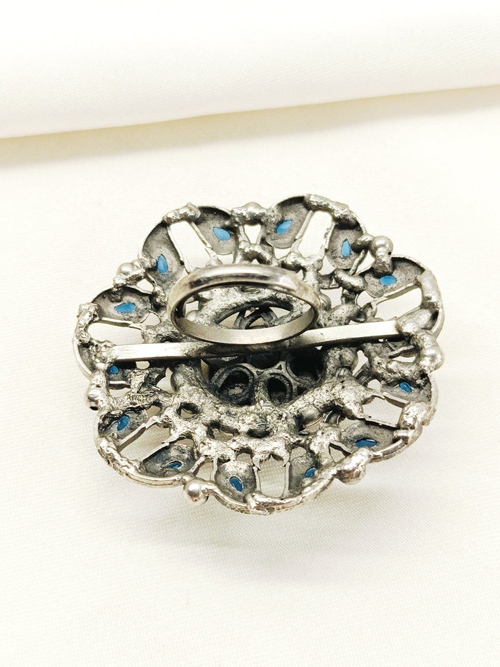 Bhaumi Blue Oxidized Finger Ring