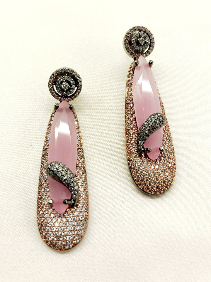 Mayuri Diamond Work Baby Pink Victorian Earrings