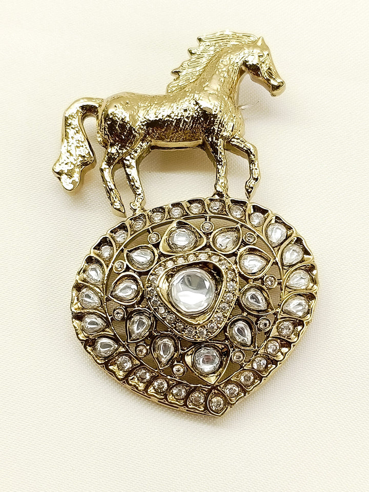 Atharva White Horse Brooch