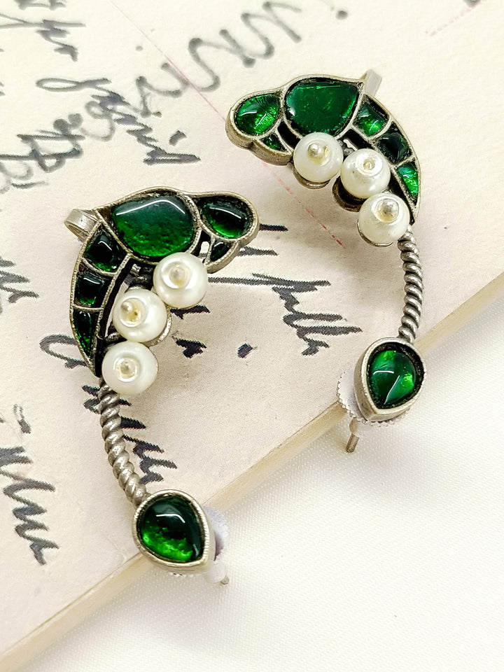 Anayda Green Oxidized Earrings