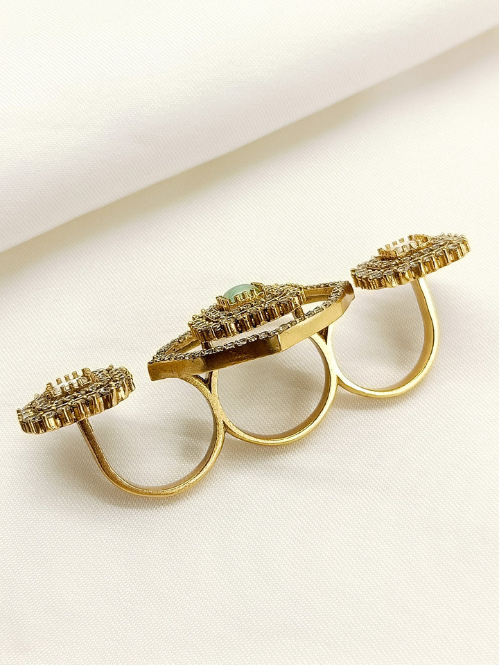Gabriel Mint Green American Diamond Finger Ring
