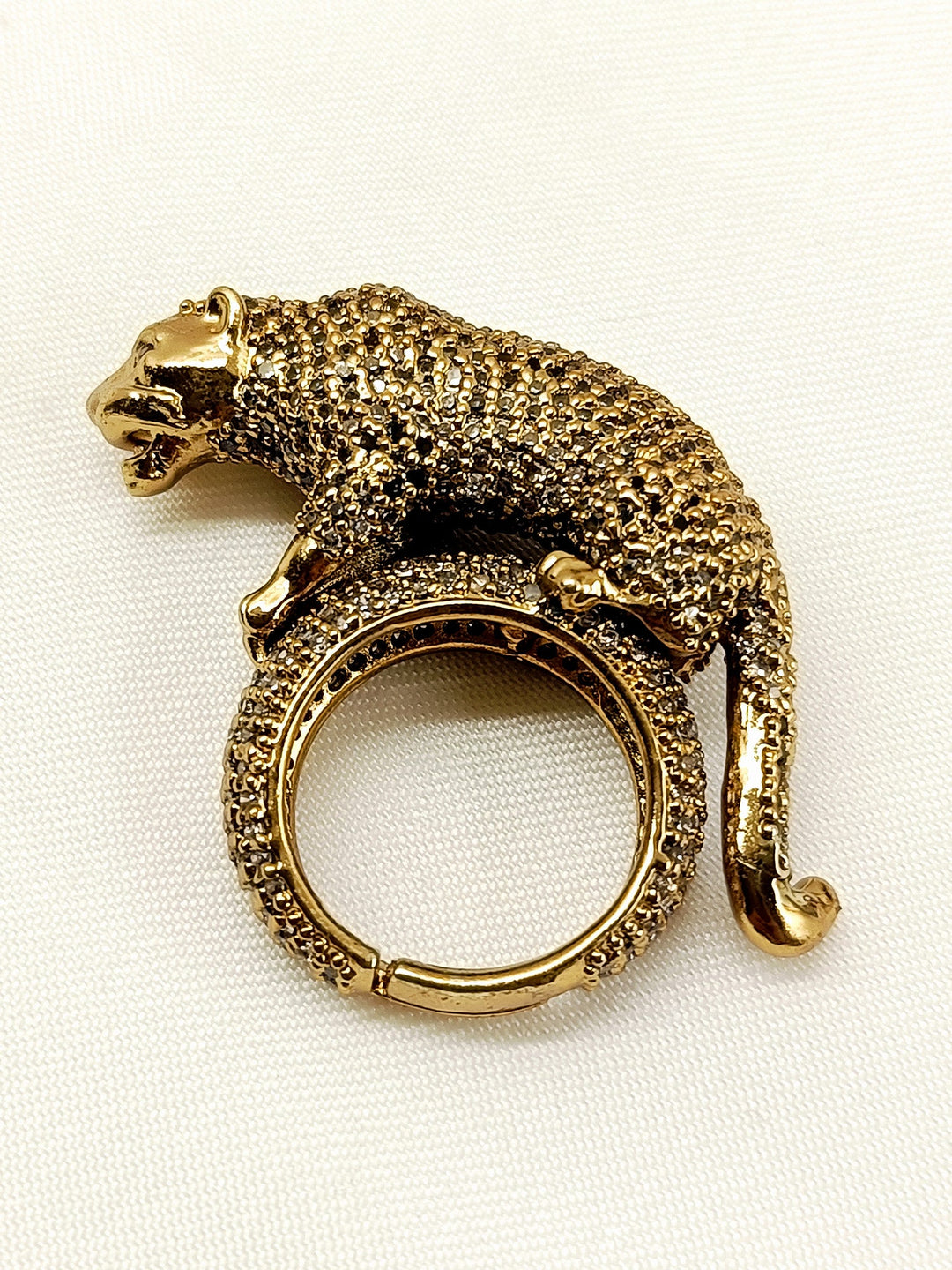 Saaleha Golden Panther Victorian Finger Ring