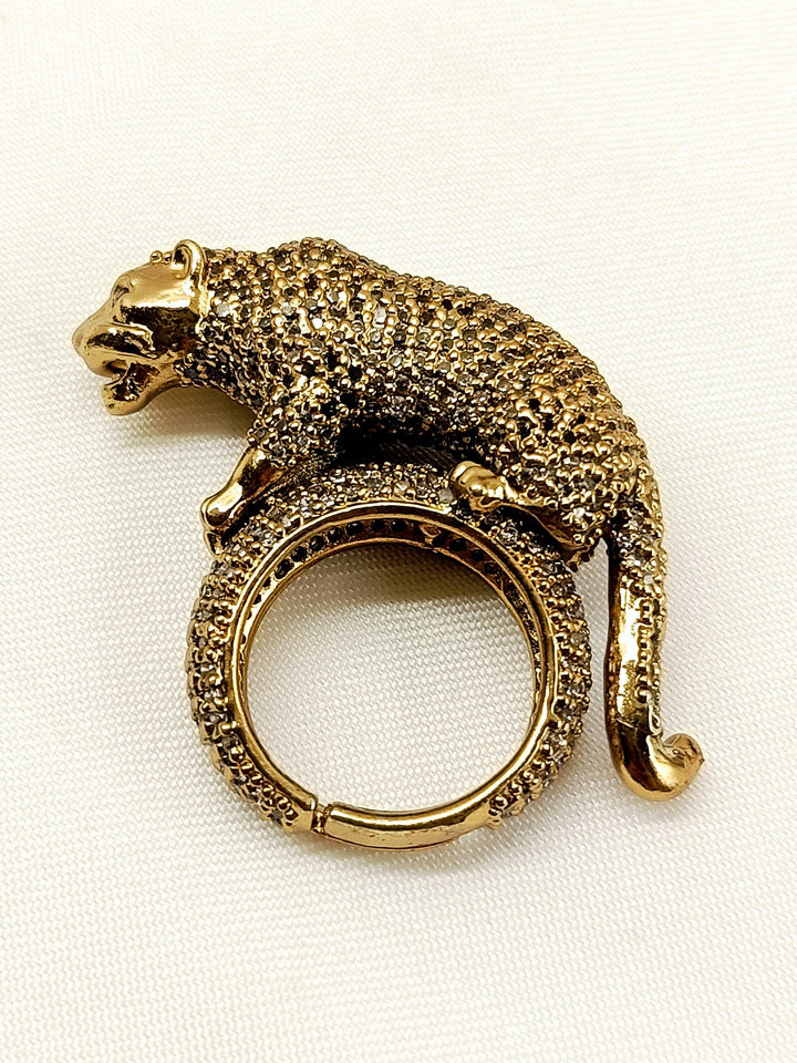 Saaleha Golden Panther Victorian Finger Ring