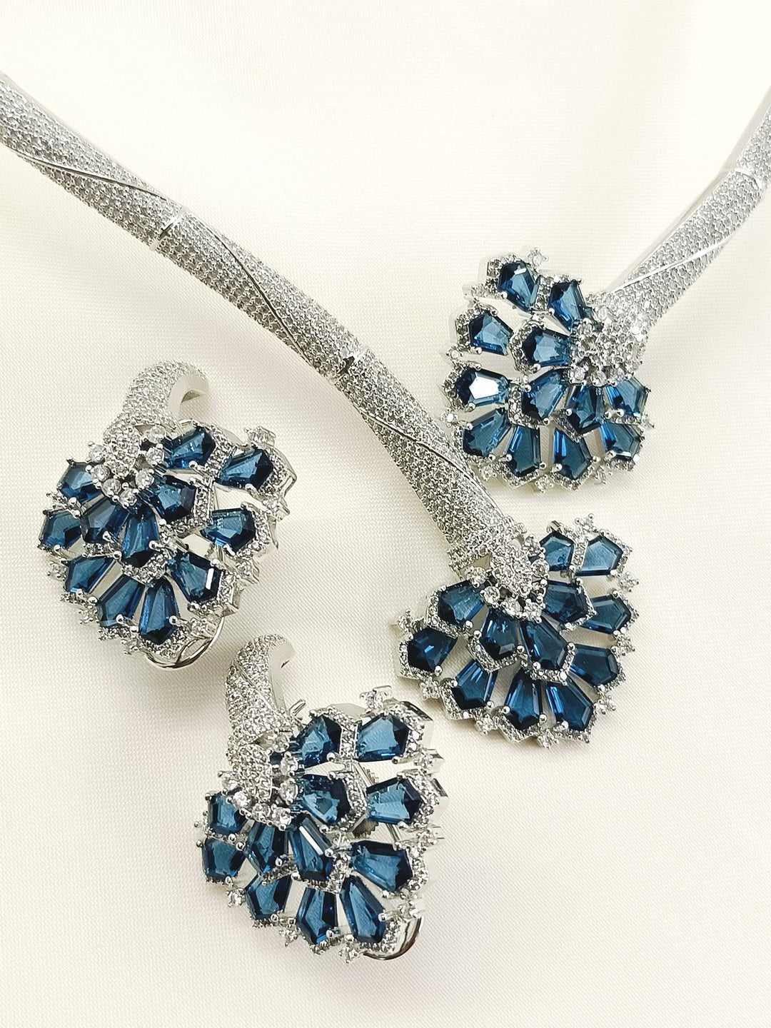 Darshika Blue American Diamond Hasli Styled Set