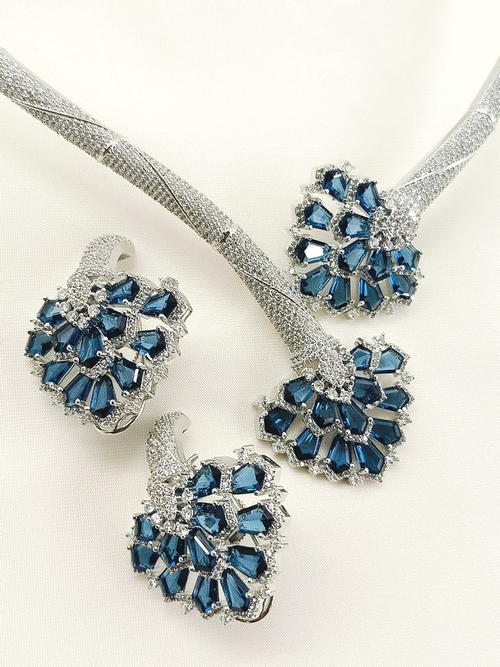 Darshika Blue American Diamond Hasli Styled Set