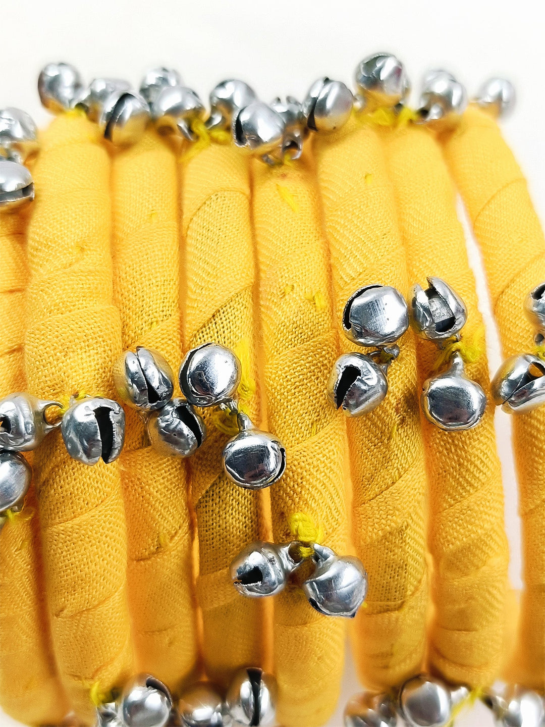 Raza Yellow Fabric Bangles with Ghungroo