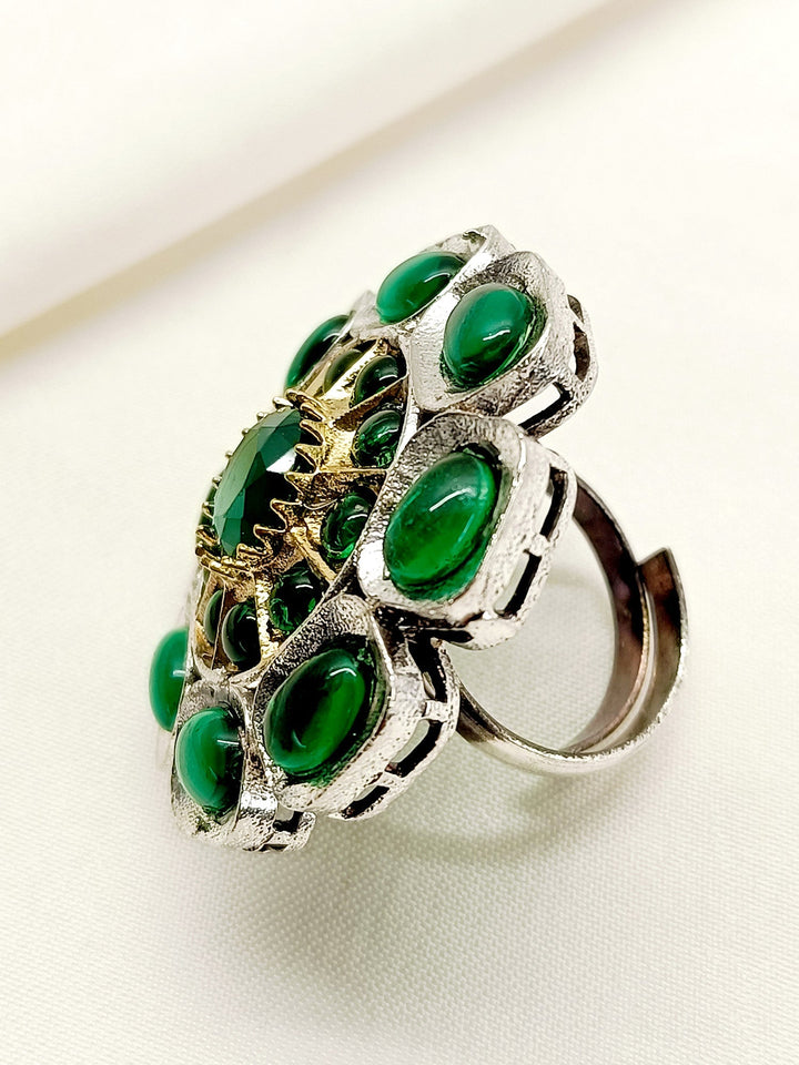 Gahna Green Oxidized Finger Ring