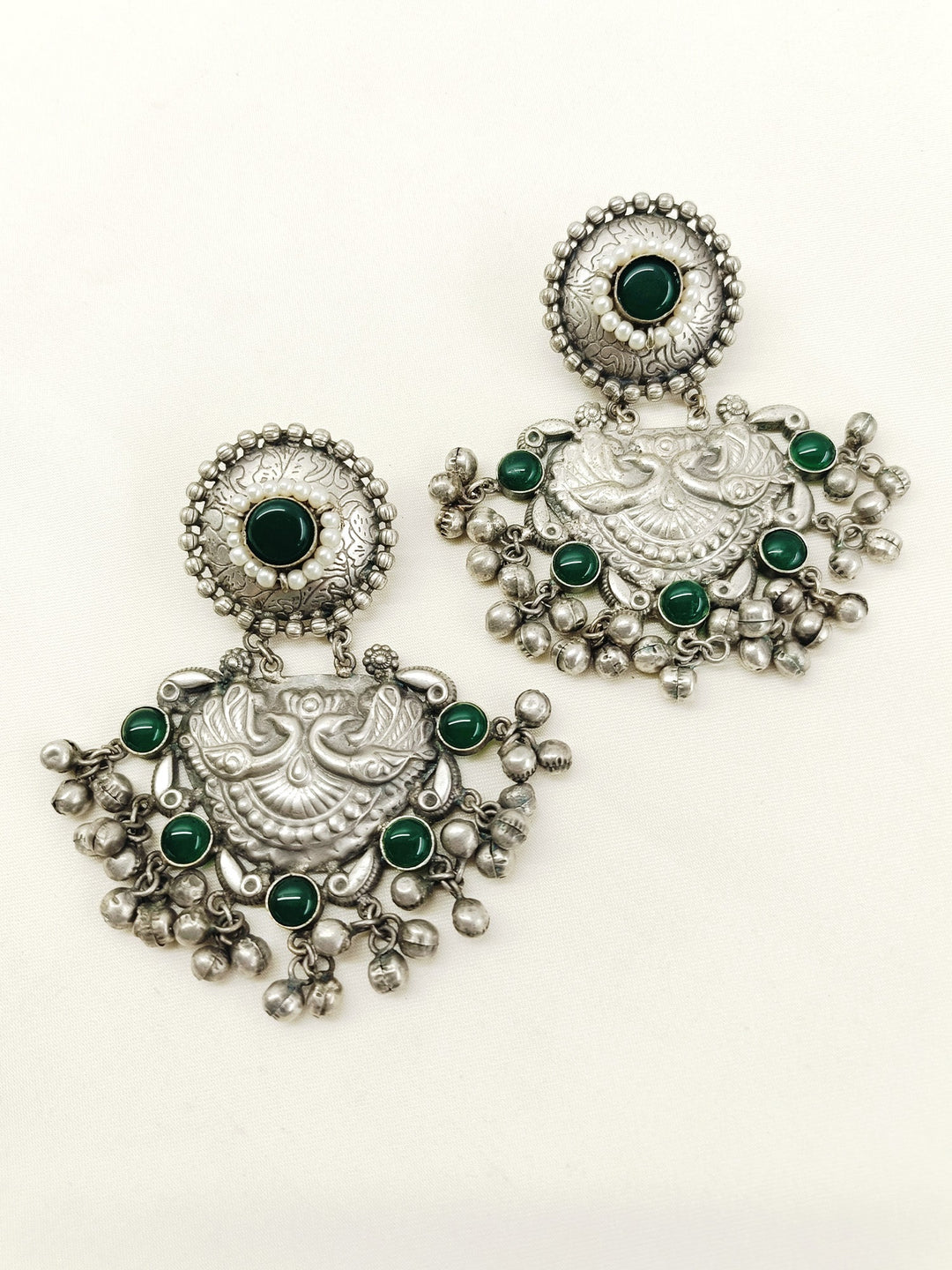 Nitisha Green Oxidized Earring