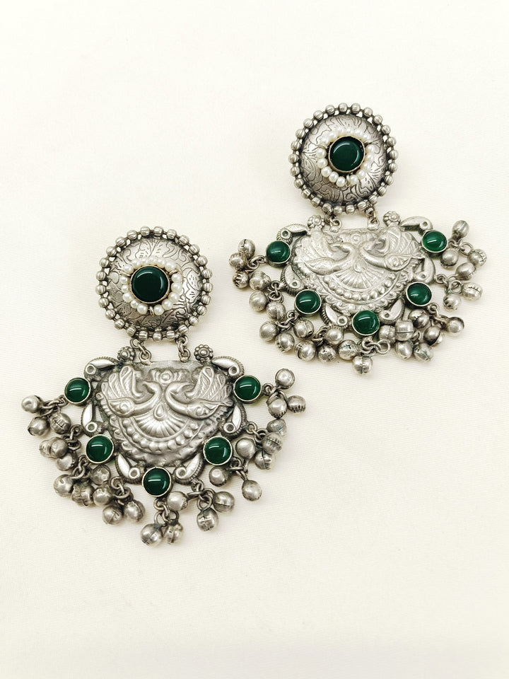 Nitisha Green Oxidized Earring