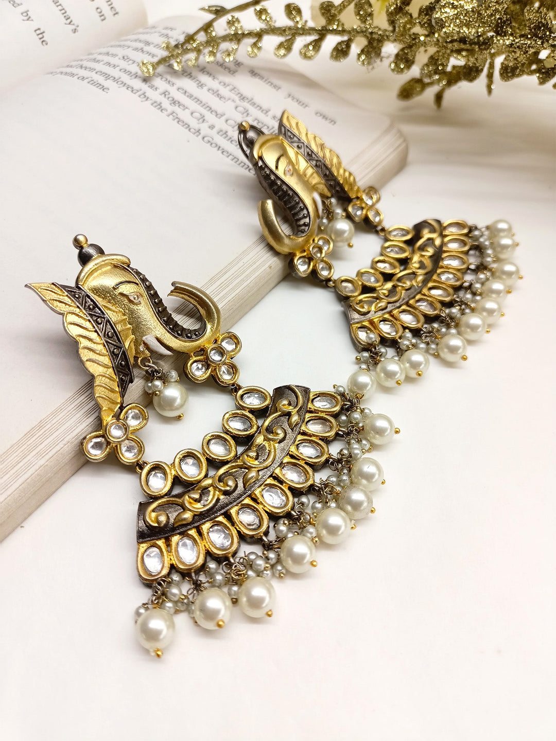 Kamalika Elephant Kundan Earrings