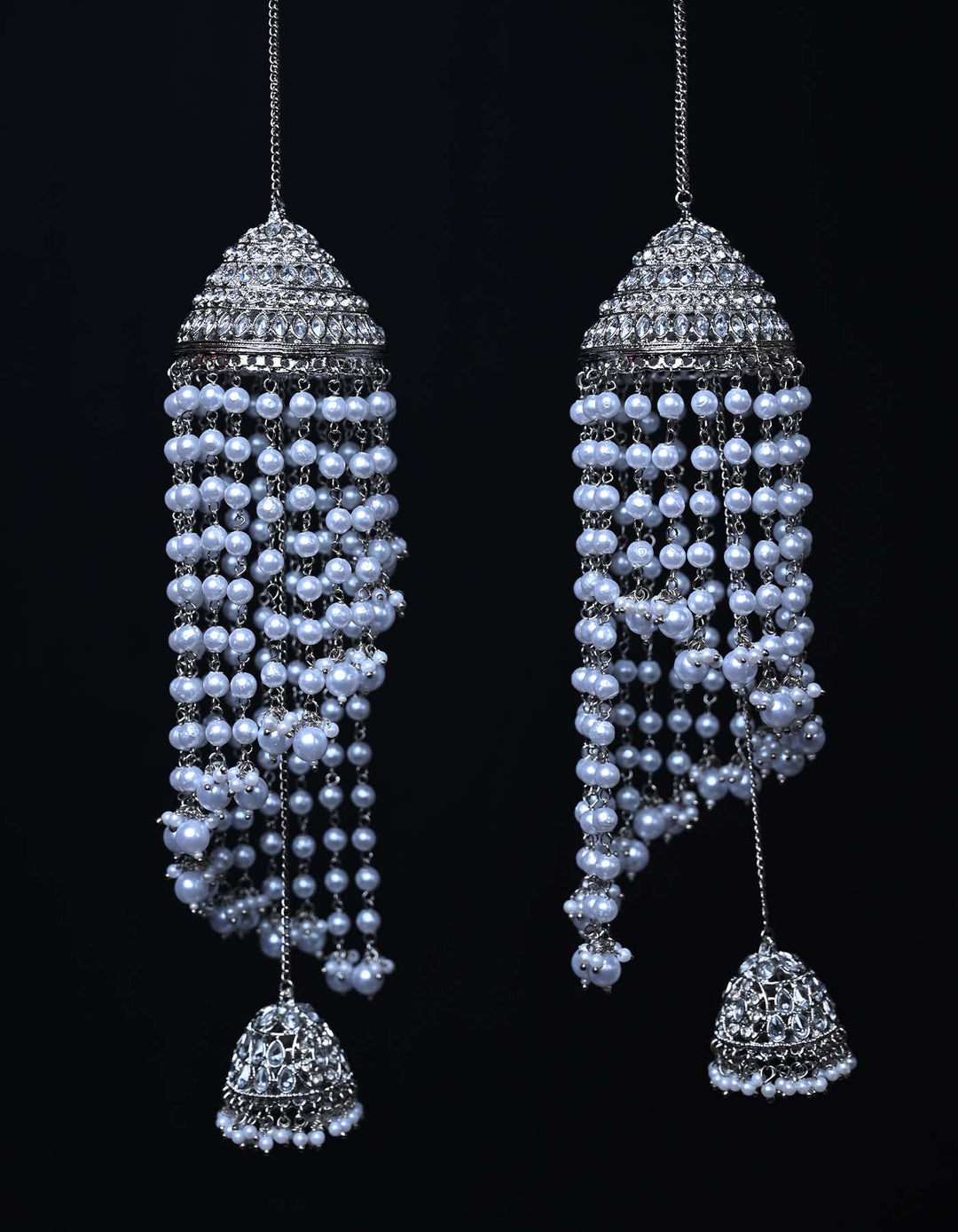 Gauri Diamond White Pearl Silver Plated Kalire