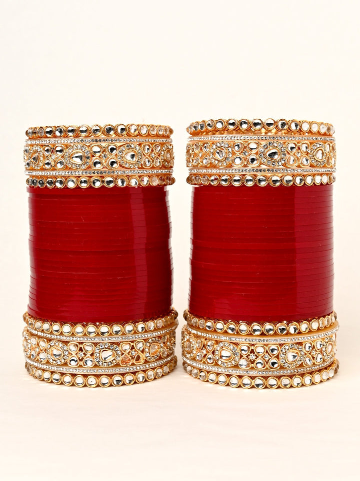 Roopavni Kundan And Diamond Work Maroon Punjabi Chura