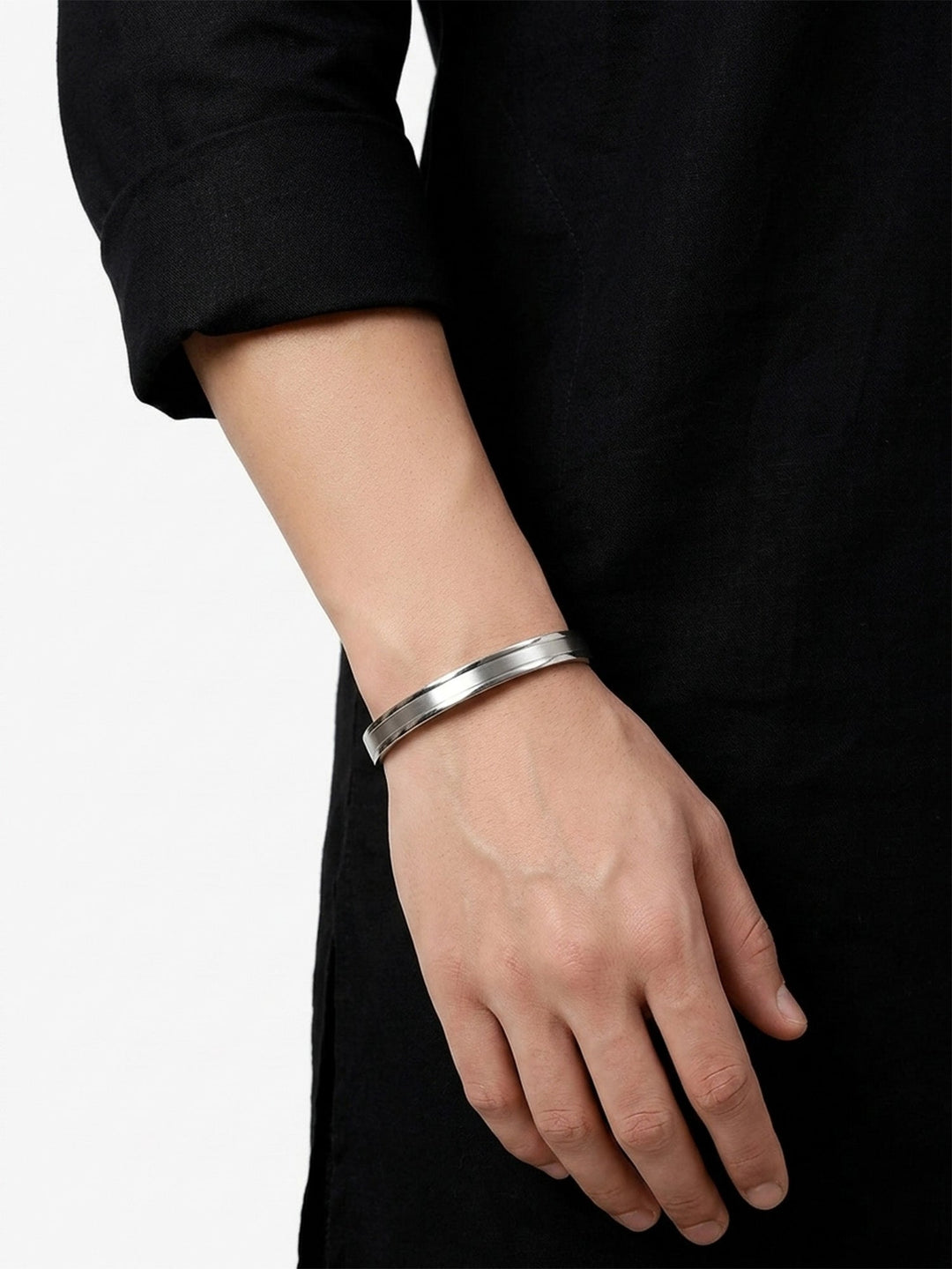 Samar Silver Minimal Dual-Line Kada Men&
