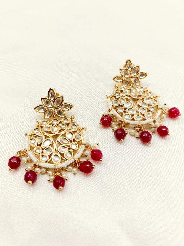 Anabia Maroon Kundan Earrings