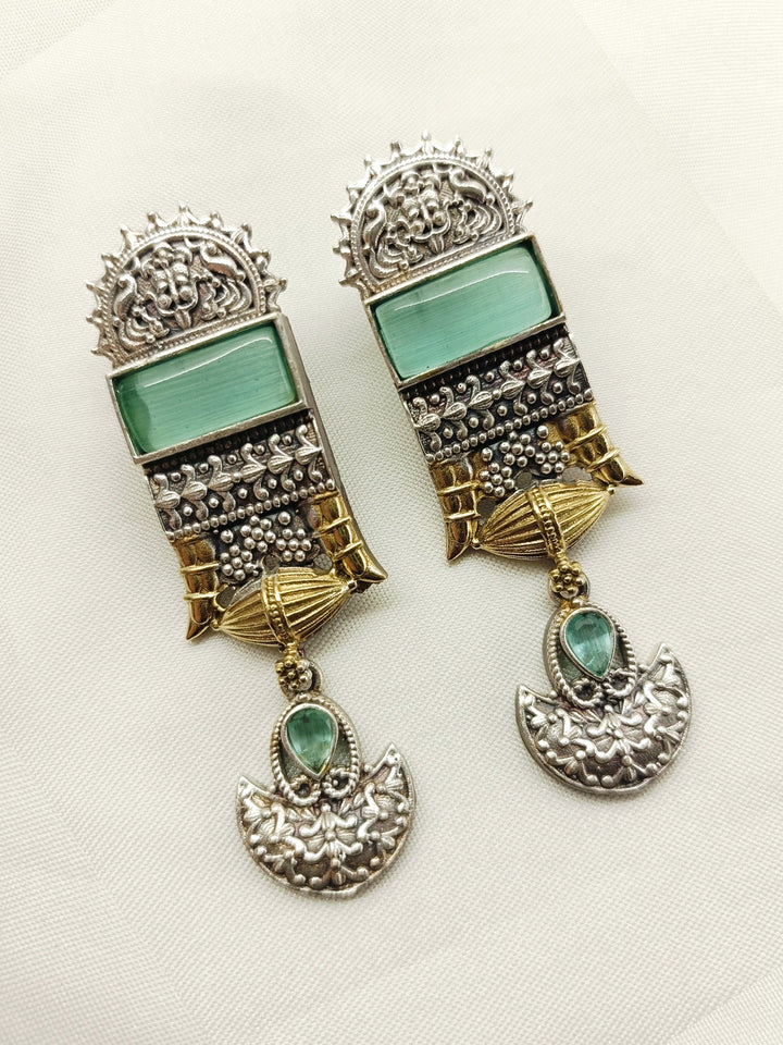 Devina Mint Green Oxidized Earrings