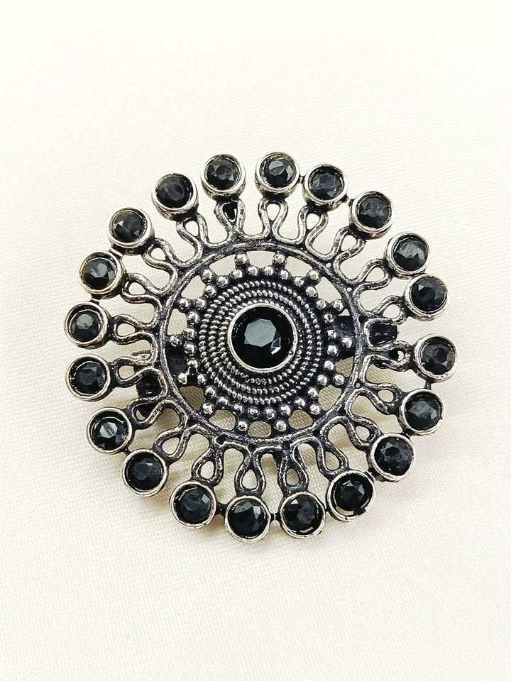 Advik Black Oxidized Brooch