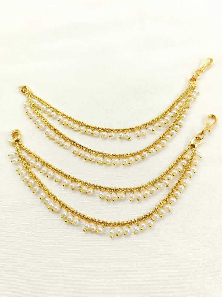 Shuchi Golden Traditional Ear Chain - Gold-Plated Brass