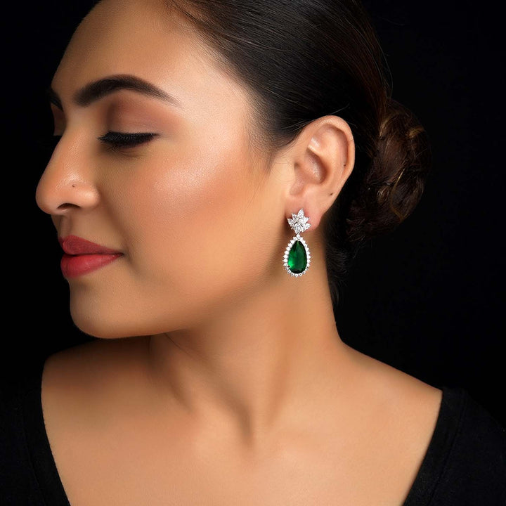 Rahika Fancy Cut Shape Diamond Emerald Earrings