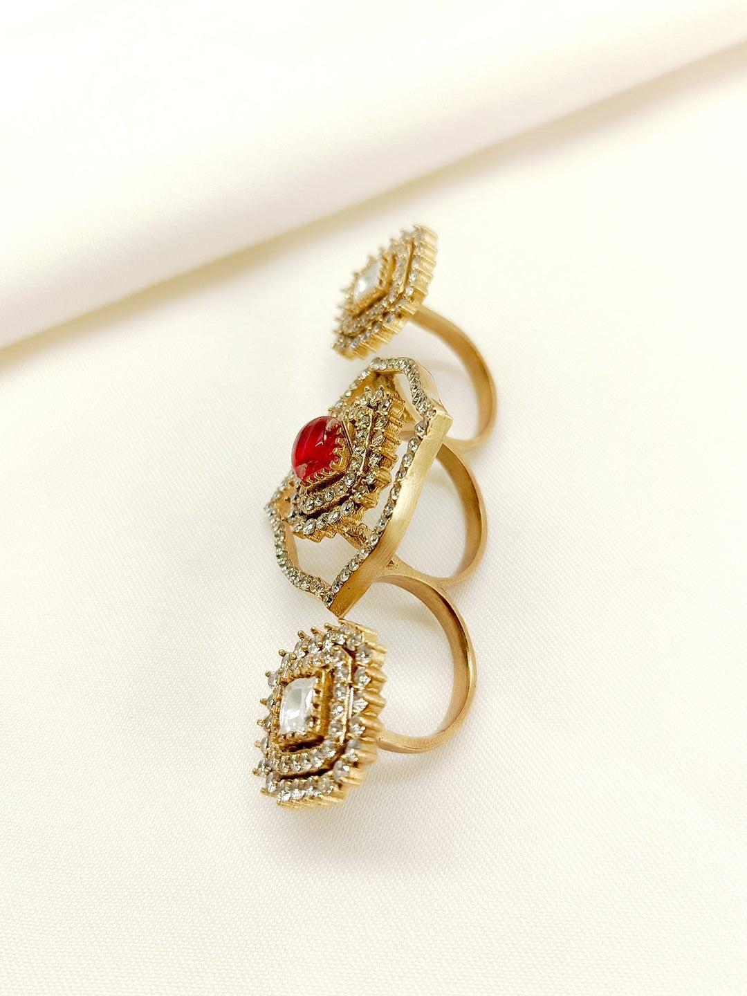 Asvee Ruby American Diamond Finger Ring