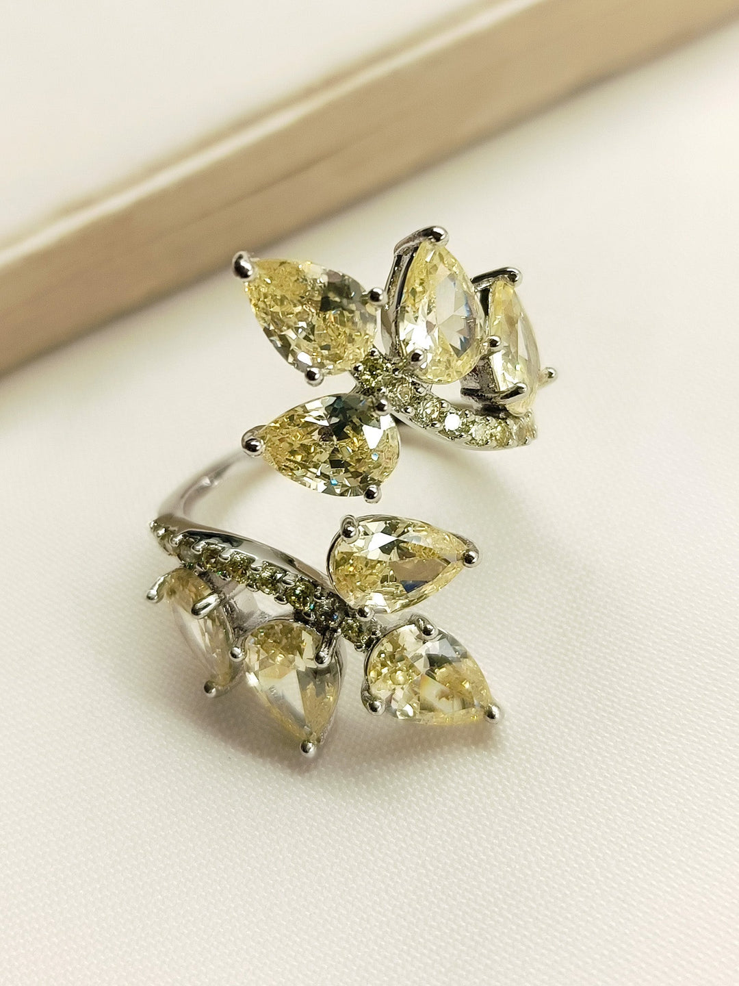 Prity Yellow American Diamond Finger Ring