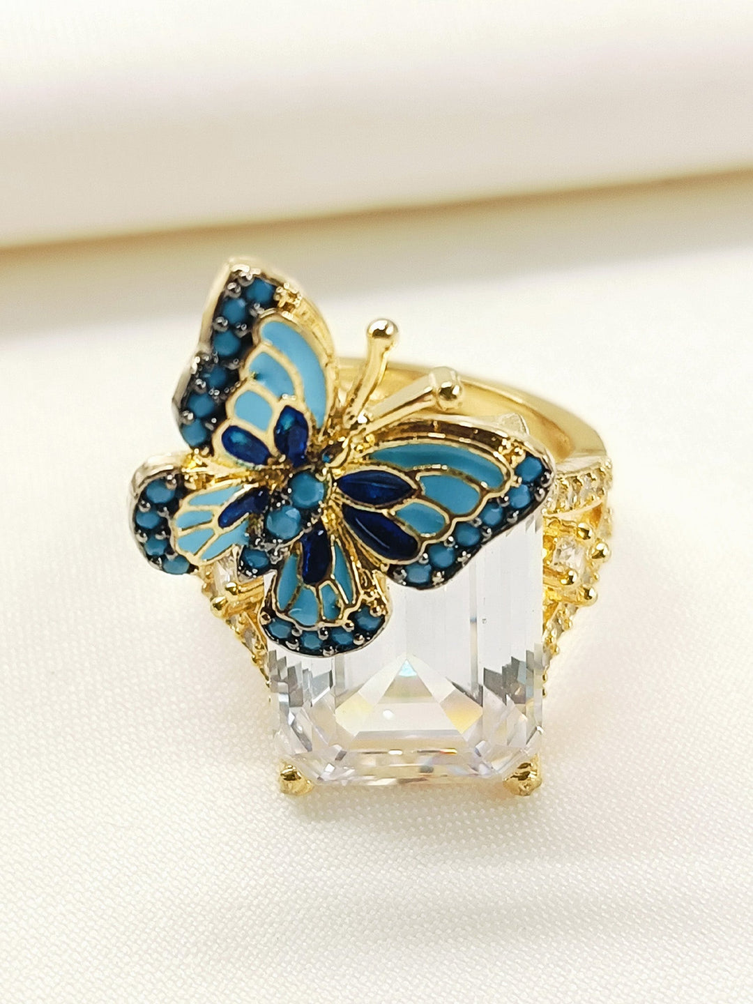 Brahmani Blue Butterfly American Diamond Ring