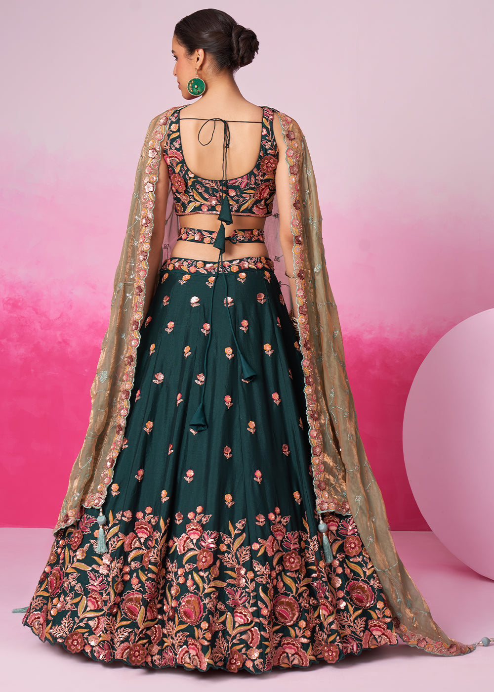 Sacramento Green Chiffon Lehenga Choli Adorned with Sequins Embroidery Work