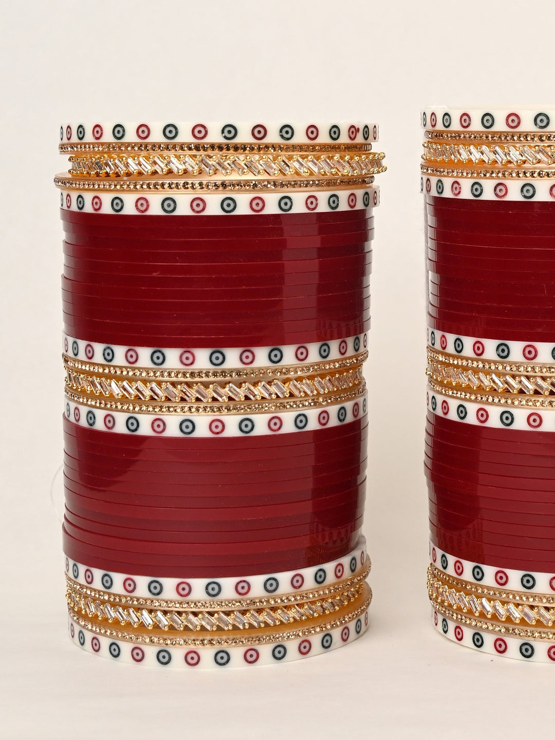 Shrudhi Traditional Maroon And White Bangle Punjabi Chura