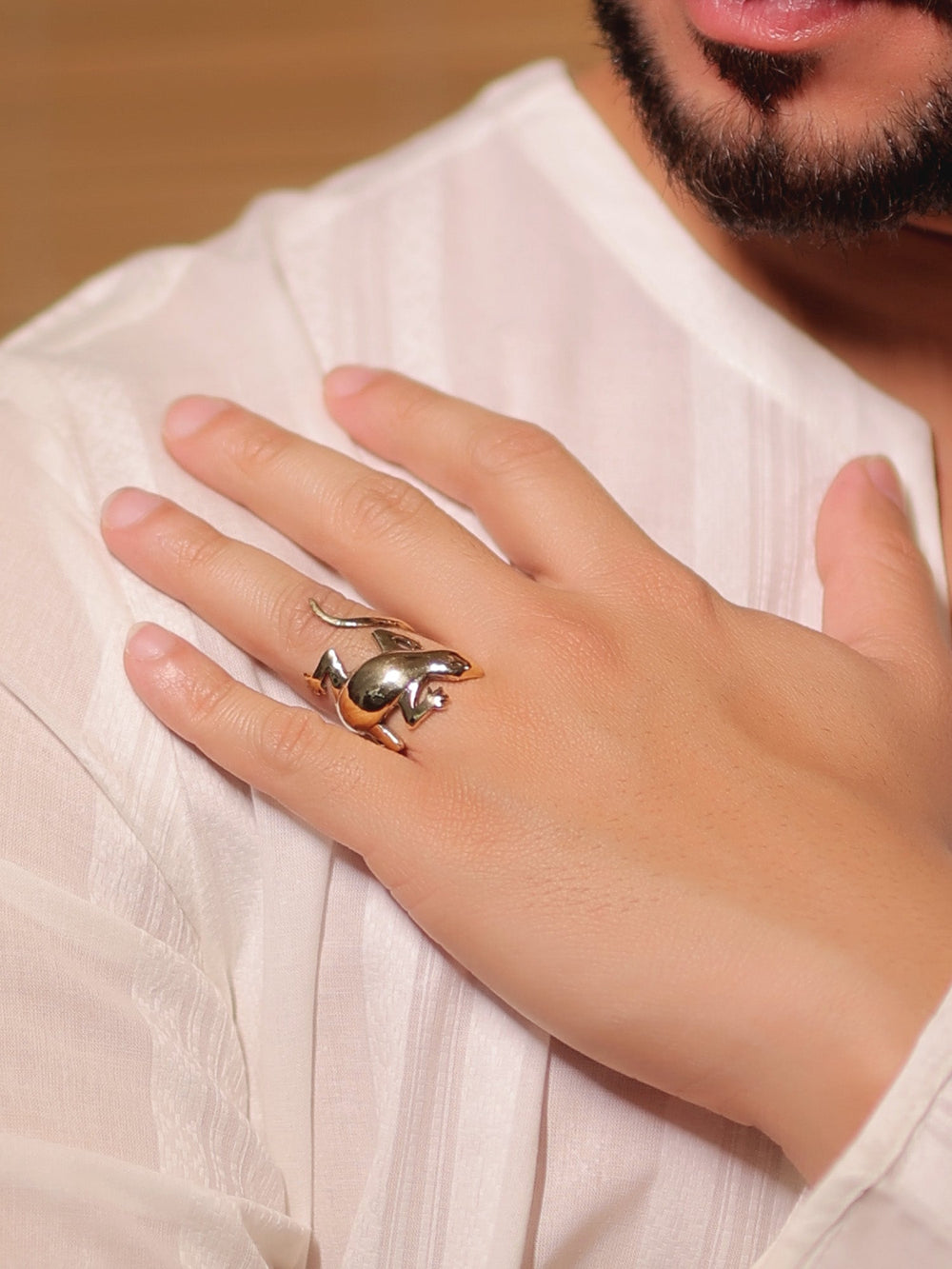 Louise Golden Men's Finger Ring - Antique Gold-Plated Brass