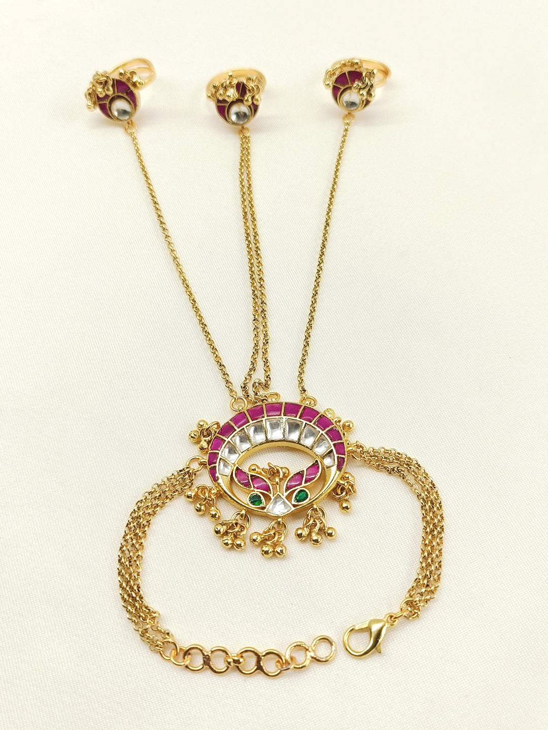 Vaishnavi White Kundan Hathphool [Price Is For Single Piece}